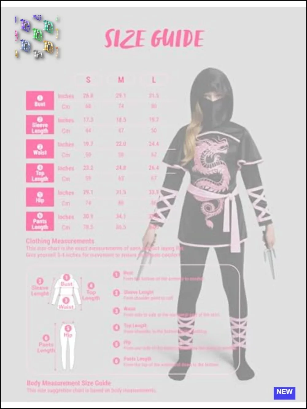Kids Ninja Dragon Costume Set Halloween Dress Up Hooded Dress with Mask Pants